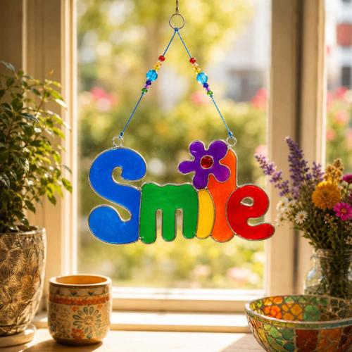 Suncatcher with beads SMILE