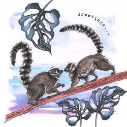 Greetings card, Greetings, lemurs