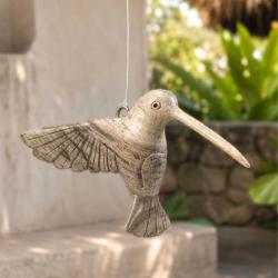 Hand-Carved Wooden Hummingbird Decoration
