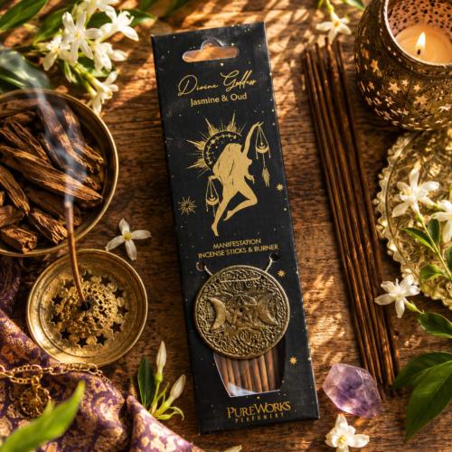 Incense Sticks and Burner Esoteric Divine Goddess, Jasmine and Oud