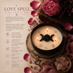 Candle with Gemstone Esoteric Love Spell, Rose + Peony 200g