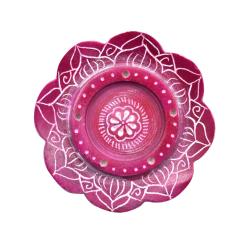 Incense holder, palewa stone, lotus pink 5.5cm diameter