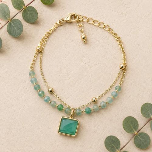 Bracelet with Beads and Jade Colour Stone