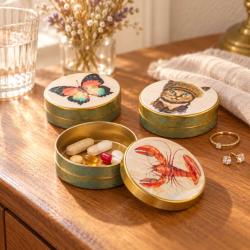 Set of 10 Pill Boxes Assorted Designs Wildlife