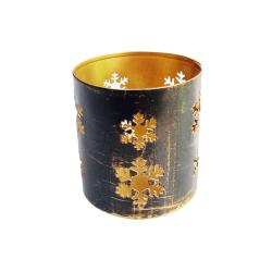 Tealight Holder Metal Black Snowflake 6 x 6cm
