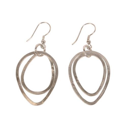 Earrings silver colour 2 oval hoops