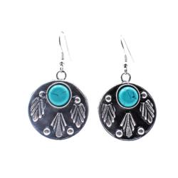 Earrings Circular with Semi Precious Stone