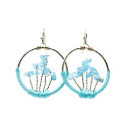 Earrings Glass Blue Circle Pattern