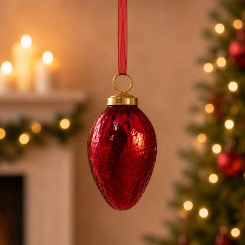 Hanging Tree Decoration Glass Strawberry Red