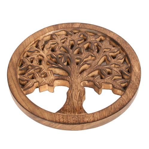 Trivet mango wood tree of life 20cm