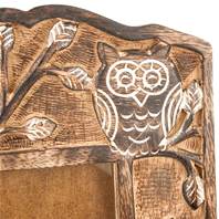 Photo frame, mango wood, owl 20x28cm
