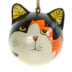 Hanging cat's head decoration, black, papier maché