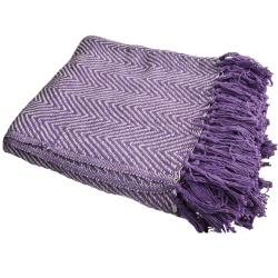Throw/Bedspread Soft Recycled Cotton Chevron Design Lilac 150x125cm