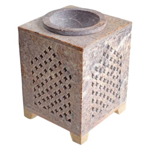 Soapstone palace shaped oil burner, hand carved 10 x 10 x 12cm