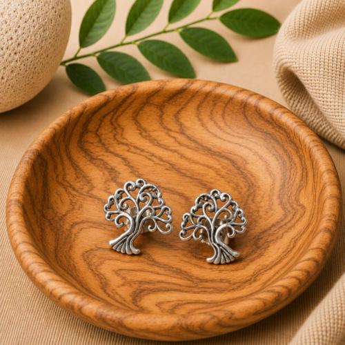 Ear studs, silver colour, Tree of Life