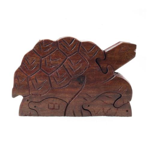 Puzzle Box Tortoise Shape Sheesham Wood 15 × 6 × 10cm