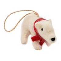 Hanging decoration, felt polar bear with scarf