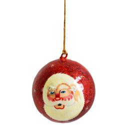 Hanging bauble, red with Santa, papier maché