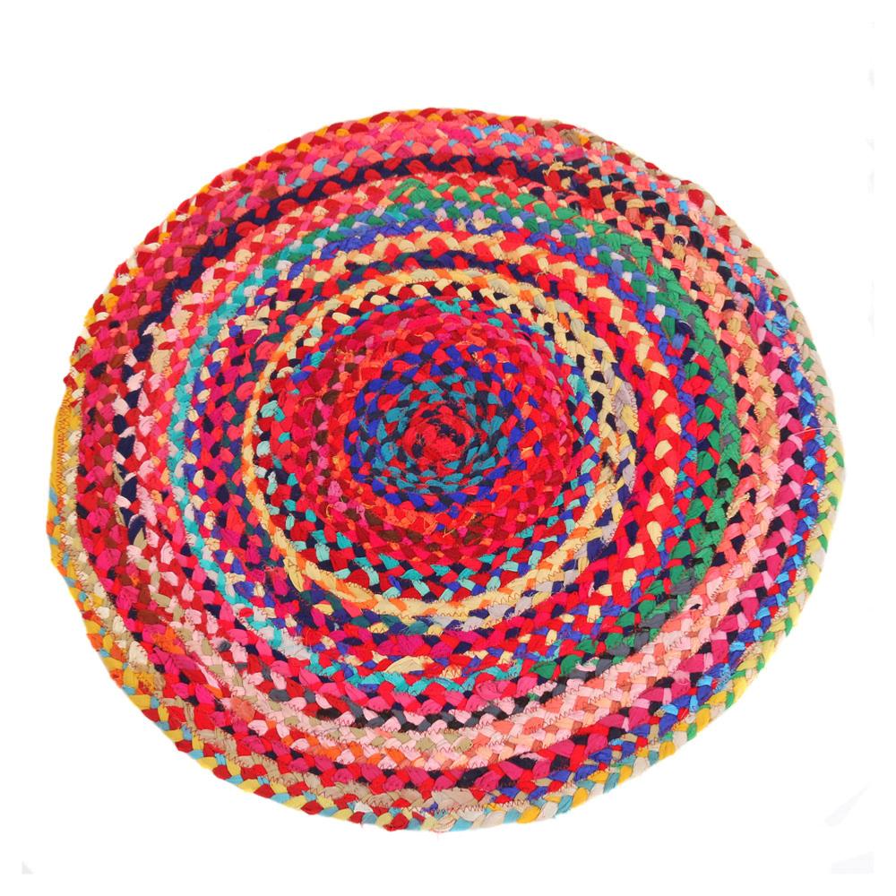 Rag rug, round recycled polyester, 60cm diameter