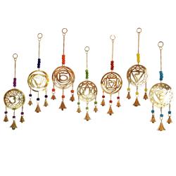 Set of 7 hanging wind chimes, representing the 7 chakras