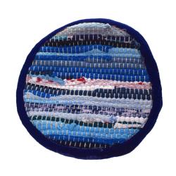 Rag trivet recycled cotton & polyester handmade blue 20cm