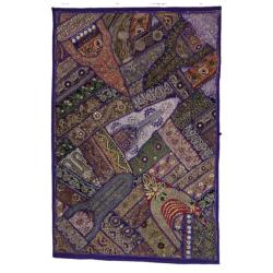 Wall Hanging Patchwork Heavily Embroidered Purple