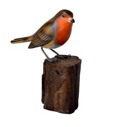 Robin on tree trunk