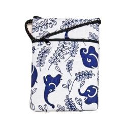 Shoulder Purse / Bag Cotton Elephants 12 x 17cm