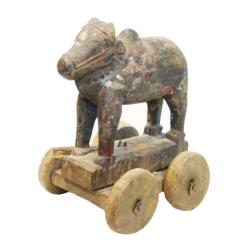 Reclaimed Wooden Cow on Wheels