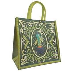 Jute Shopping Bag, Green Witch 30x30cm
