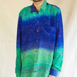 GENKI Shirt, Long Sleeves, upcycled silk colours will vary, medium