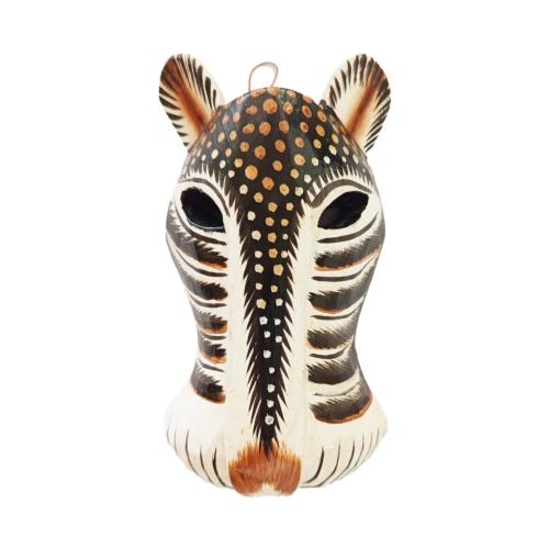 Mask Albesia Wood Big Cat Brown Spots on Black 20cm