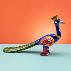 Blue Peacock Ornament Recycled Plastic 21 × 4 × 12cm