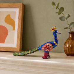 Blue Peacock Ornament Recycled Plastic 16 × 3.5 × 9cm