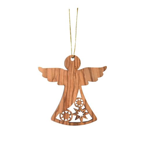 Hanging Christmas decoration, olive wood, angel 5.5 x 6cm