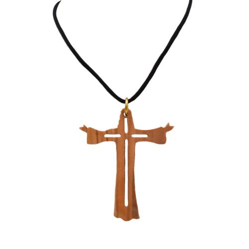 Pendant olive wood, cross with Jesus, 4 x 5.5cm