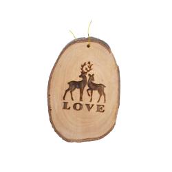 Hanging Christmas Decoration Olive Wood Reindeer Love