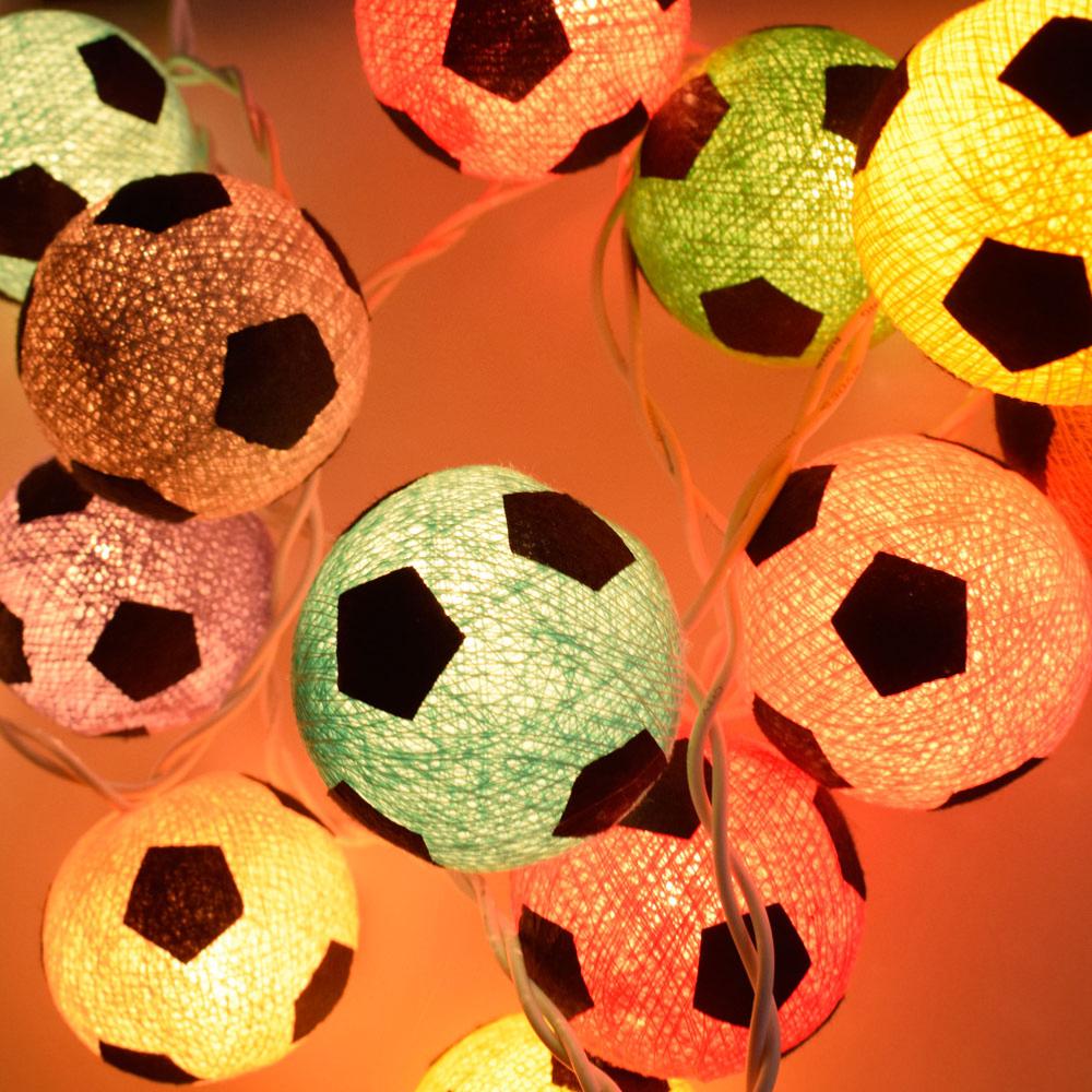String lights, cotton football x 20, assorted colours, MAINS operated