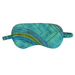 Kimono and eye mask set recycled silk blue green turquoise