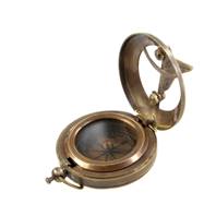 Pocket sundial and compass in brass