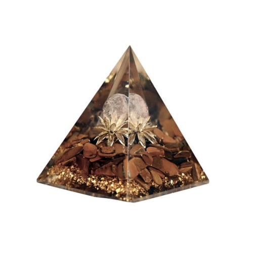 Orgone Pyramid Tiger Eye Crystal Quartz 7cm