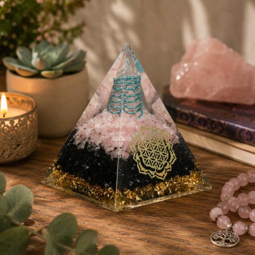 Orgone Pyramid Black Tourmaline Quartz 9x7cm