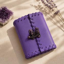 Purple Leather Notebook Journal with Clasp 8 x 10cm