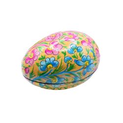 Egg Shaped Trinket Box Pink Flowers Papier Mâché 9cm