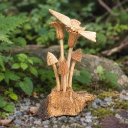 Handcrafted Wooden Butterfly on Woodland Toadstools