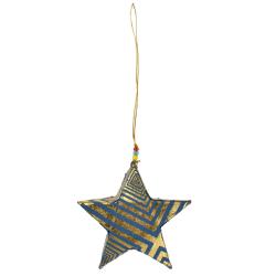 Paper hanging Christmas decoration Star with stripes, assorted colours