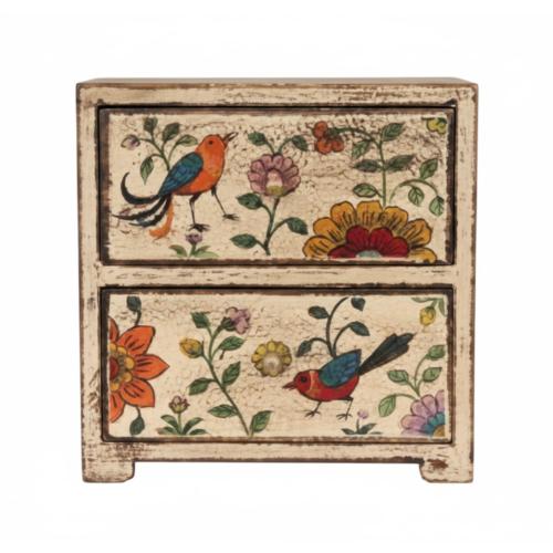 Mini Chest Mango Wood 2 Drawers Garden 19x11x20cm