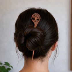 Hand-Carved Rosewood Lotus Hair Pin