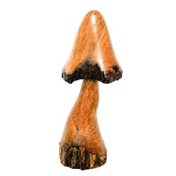 Hand-Carved Wooden Toadstool Sculpture (33cm)