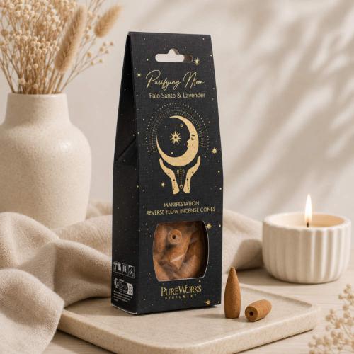 Back-Flow Incense Cones Esoteric Purifying Moon, Palo Santo and Lavender